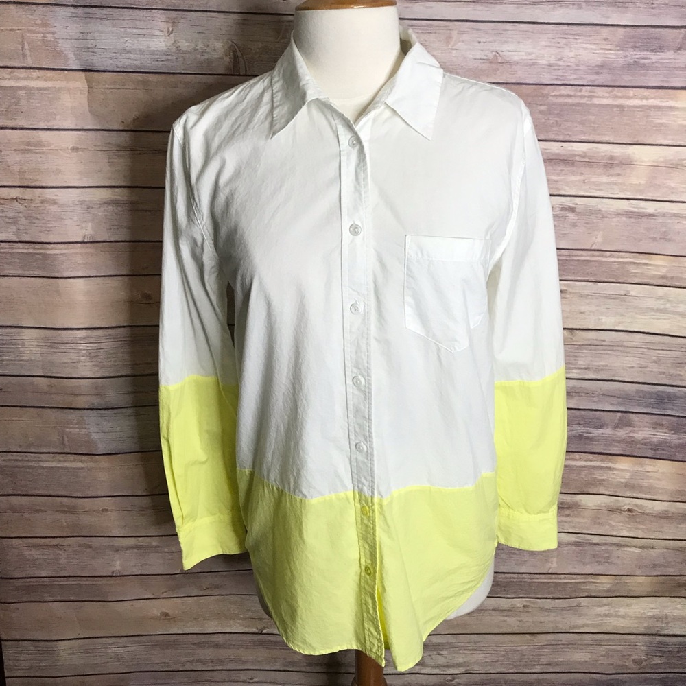 Equipment Colorblock Button Down White Green